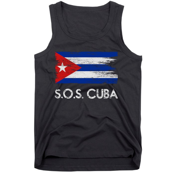 SOS Cuba Distressed Flag Tank Top