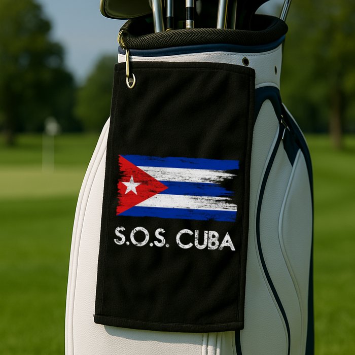 SOS Cuba Distressed Flag Golf Towel