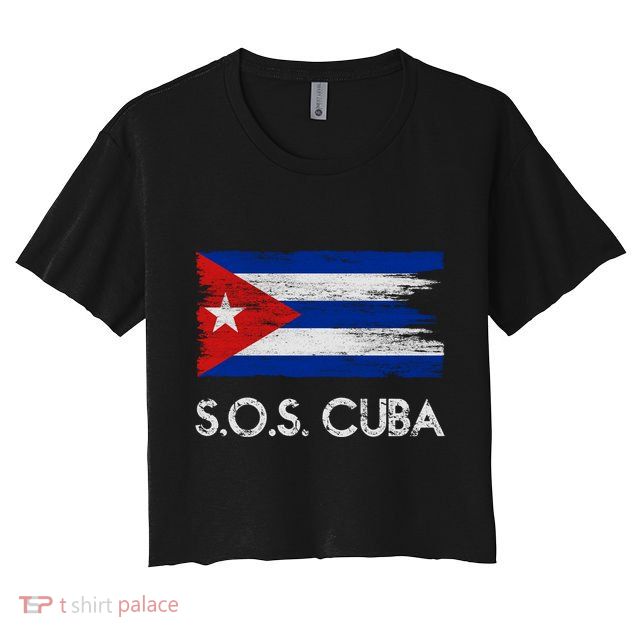 SOS Cuba Distressed Flag Crop Top