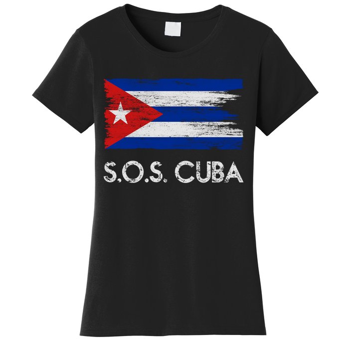 SOS Cuba Distressed Flag Women's T-Shirt