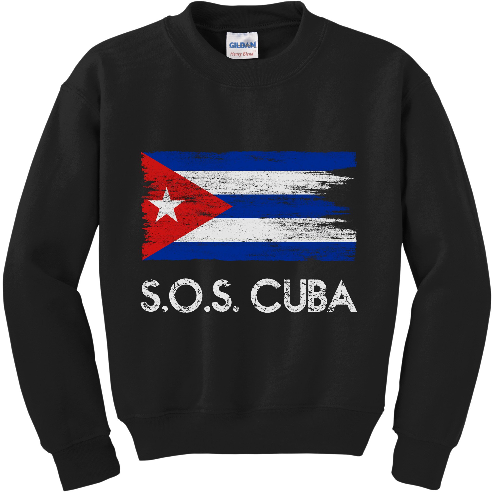 SOS Cuba Distressed Flag Kids Sweatshirt