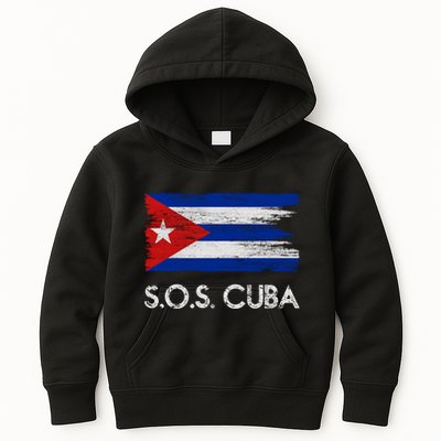 SOS Cuba Distressed Flag Kids Hoodie