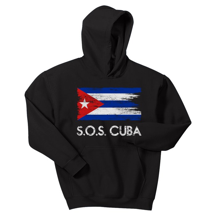 SOS Cuba Distressed Flag Kids Hoodie