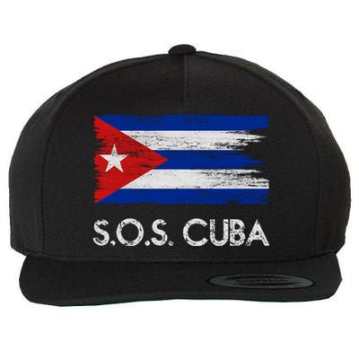 SOS Cuba Distressed Flag Wool Snapback Cap