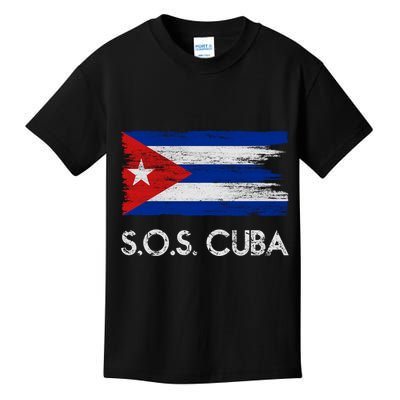 SOS Cuba Distressed Flag Kids T-Shirt