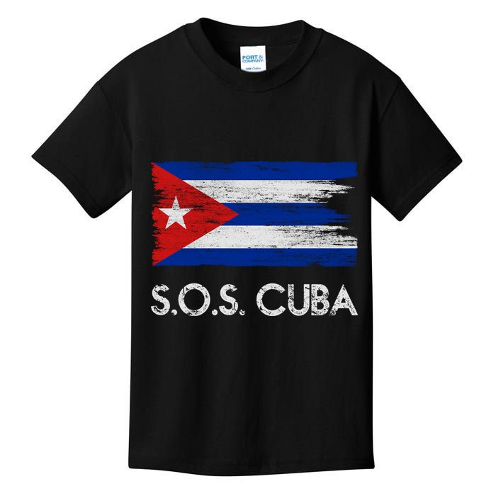 SOS Cuba Distressed Flag Kids T-Shirt
