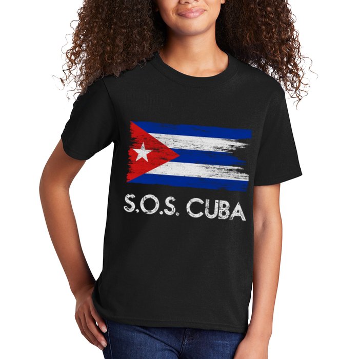 SOS Cuba Distressed Flag Kids T-Shirt