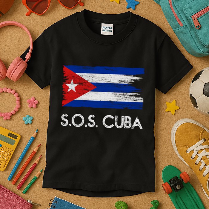 SOS Cuba Distressed Flag Kids T-Shirt