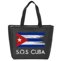 SOS Cuba Distressed Flag Zip Tote Bag