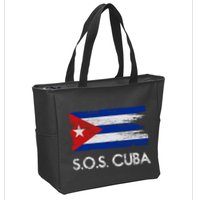 SOS Cuba Distressed Flag Zip Tote Bag