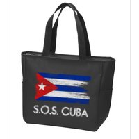 SOS Cuba Distressed Flag Zip Tote Bag
