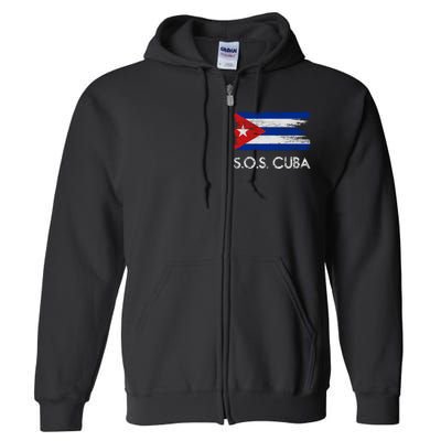 SOS Cuba Distressed Flag Full Zip Hoodie