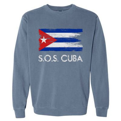 SOS Cuba Distressed Flag Garment-Dyed Sweatshirt