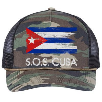 SOS Cuba Distressed Flag Retro Rope Trucker Hat Cap