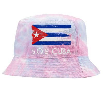 SOS Cuba Distressed Flag Tie-Dyed Bucket Hat