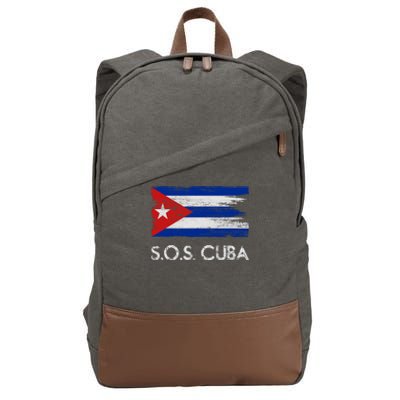 SOS Cuba Distressed Flag Cotton Canvas Backpack