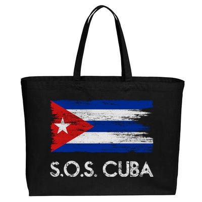 SOS Cuba Distressed Flag Cotton Canvas Jumbo Tote