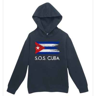 SOS Cuba Distressed Flag Urban Pullover Hoodie