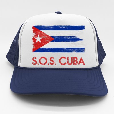 SOS Cuba Distressed Flag Trucker Hat