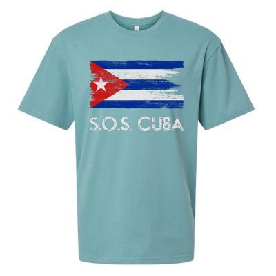 SOS Cuba Distressed Flag Sueded Cloud Jersey T-Shirt