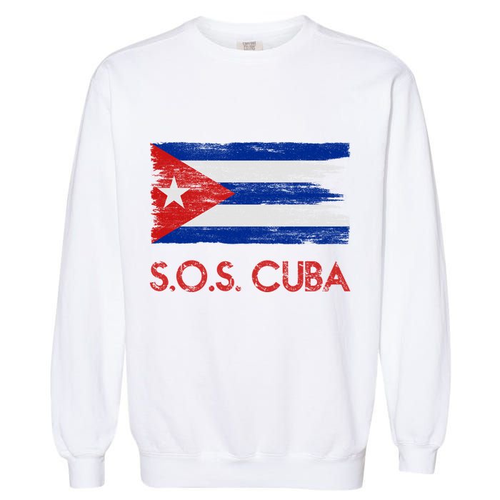 SOS Cuba Distressed Flag Garment-Dyed Sweatshirt