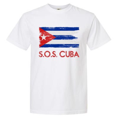 SOS Cuba Distressed Flag Garment-Dyed Heavyweight T-Shirt