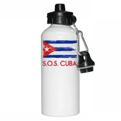 SOS Cuba Distressed Flag Aluminum Water Bottle