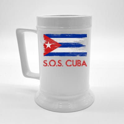 SOS Cuba Distressed Flag Beer Stein