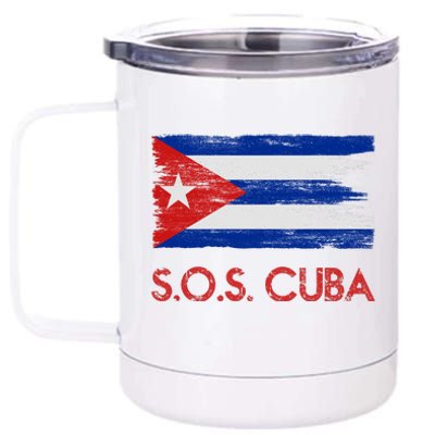 SOS Cuba Distressed Flag 12 oz Stainless Steel Tumbler Cup