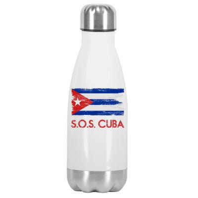 SOS Cuba Distressed Flag Stainless Steel Insulated Water Bottle