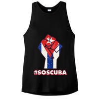 SOS Cuba Protest Fist Flag #SOSCUBA Ladies PosiCharge Tri-Blend Wicking Tank