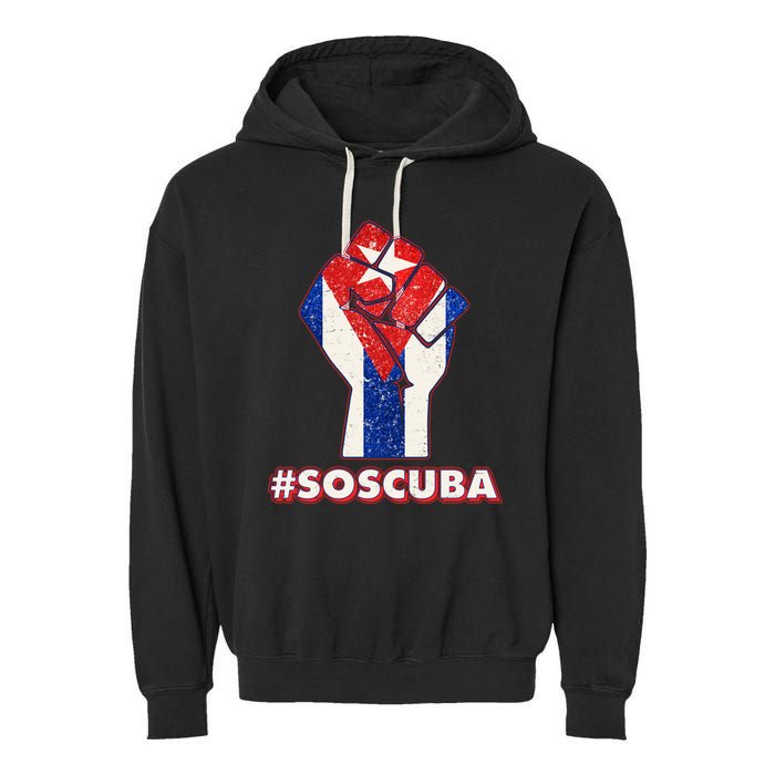 SOS Cuba Protest Fist Flag #SOSCUBA Garment-Dyed Fleece Hoodie