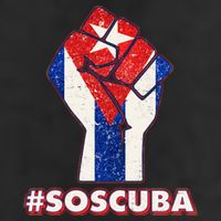 SOS Cuba Protest Fist Flag #SOSCUBA Garment-Dyed Fleece Hoodie