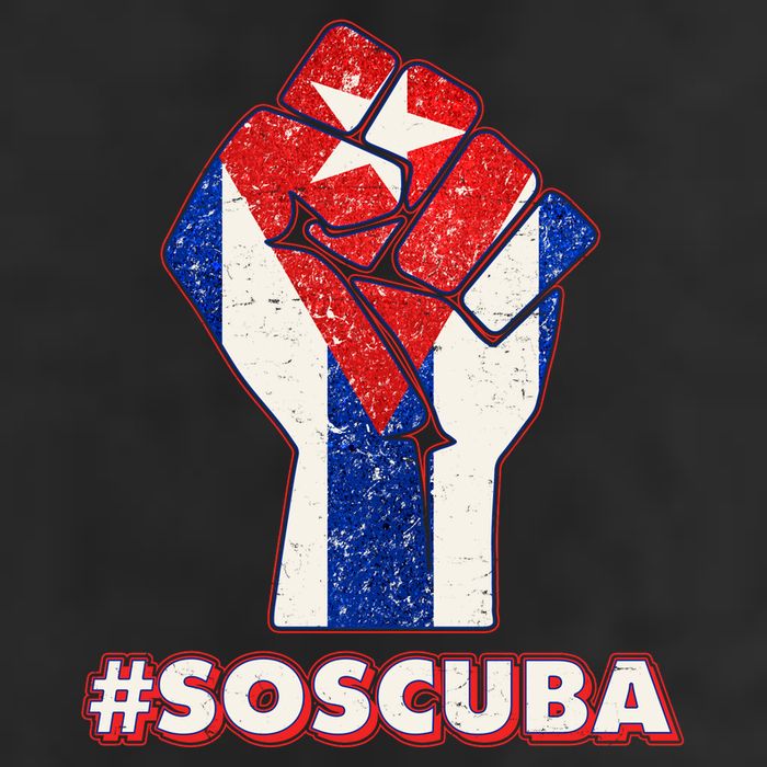 SOS Cuba Protest Fist Flag #SOSCUBA Garment-Dyed Fleece Hoodie