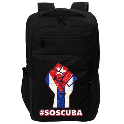 SOS Cuba Protest Fist Flag #SOSCUBA Impact Tech Backpack