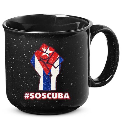SOS Cuba Protest Fist Flag #SOSCUBA 15oz Campfire Ceramic Mug