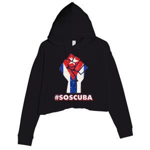 SOS Cuba Protest Fist Flag #SOSCUBA Crop Fleece Hoodie