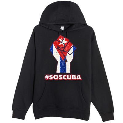 SOS Cuba Protest Fist Flag #SOSCUBA Premium Pullover Hoodie