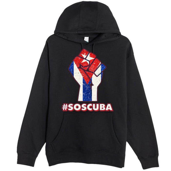 SOS Cuba Protest Fist Flag #SOSCUBA Premium Pullover Hoodie