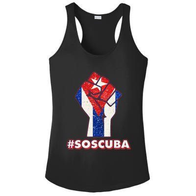 SOS Cuba Protest Fist Flag #SOSCUBA Ladies PosiCharge Competitor Racerback Tank