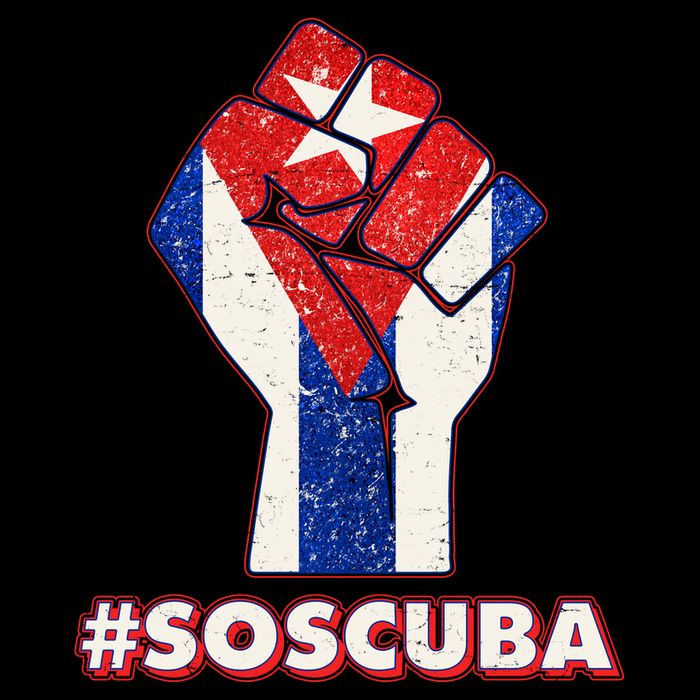 SOS Cuba Protest Fist Flag #SOSCUBA Ladies PosiCharge Competitor Racerback Tank