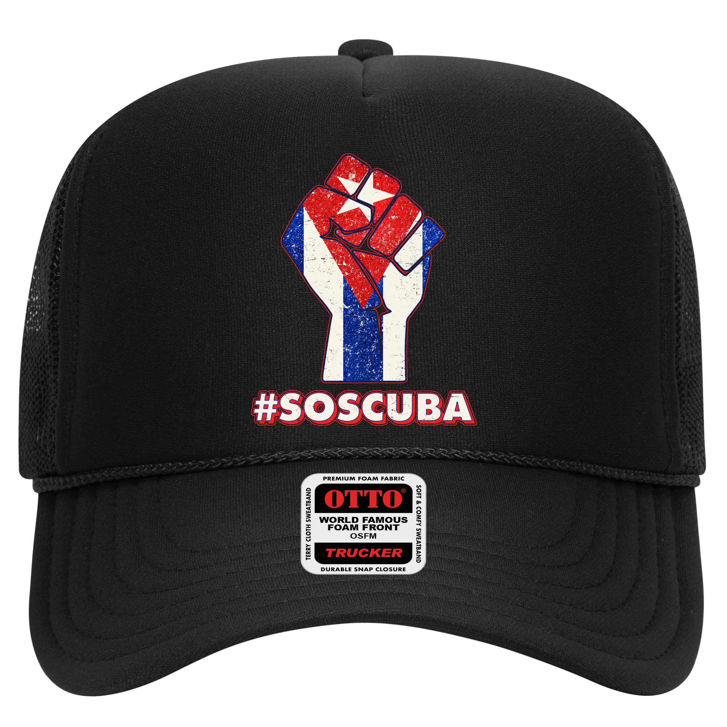 SOS Cuba Protest Fist Flag #SOSCUBA Trucker Hat