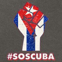 SOS Cuba Protest Fist Flag #SOSCUBA Cotton Canvas Backpack