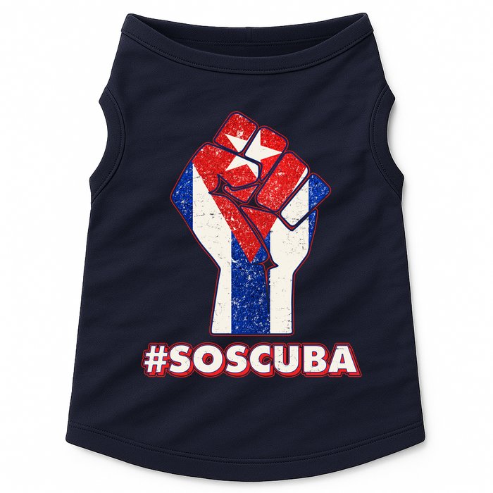 SOS Cuba Protest Fist Flag #SOSCUBA Doggie Tank