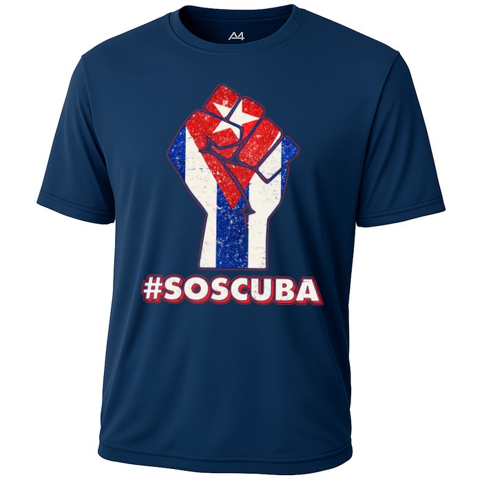 SOS Cuba Protest Fist Flag #SOSCUBA Cooling Performance Crew T-Shirt