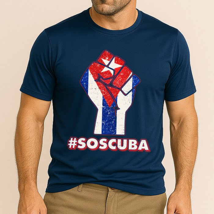 SOS Cuba Protest Fist Flag #SOSCUBA Cooling Performance Crew T-Shirt