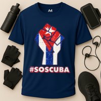 SOS Cuba Protest Fist Flag #SOSCUBA Cooling Performance Crew T-Shirt