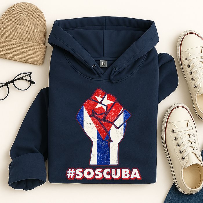 SOS Cuba Protest Fist Flag #SOSCUBA Hoodie