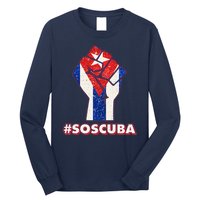 SOS Cuba Protest Fist Flag #SOSCUBA Long Sleeve Shirt