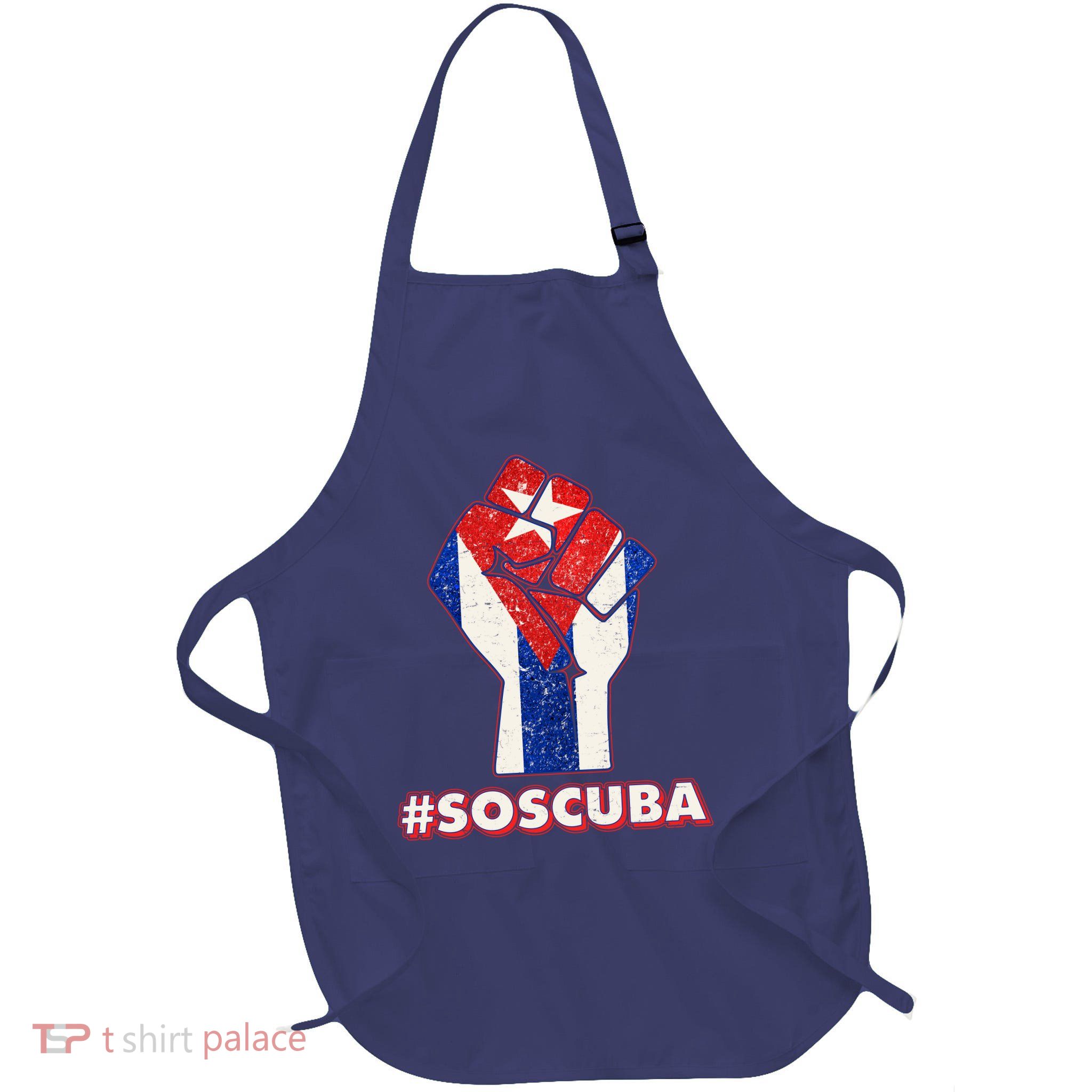 SOS Cuba Protest Fist Flag #SOSCUBA Full-Length Apron With Pockets